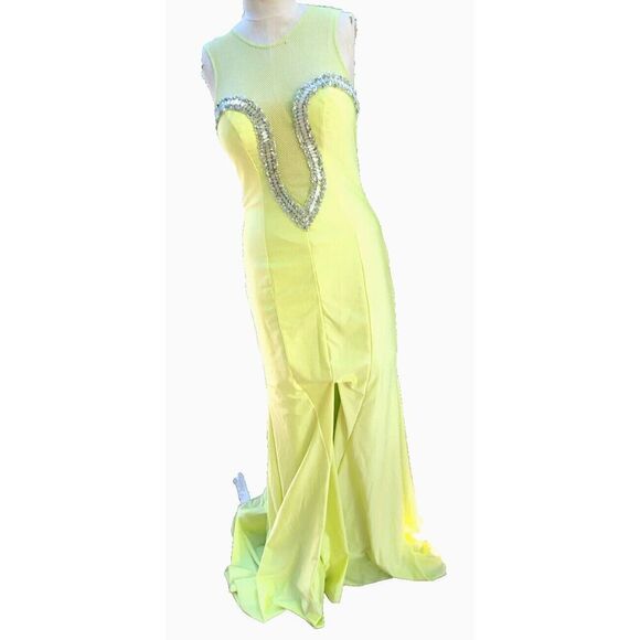 Alberto Makali Embroidered Neon Mesh Mermaid Dress US 8